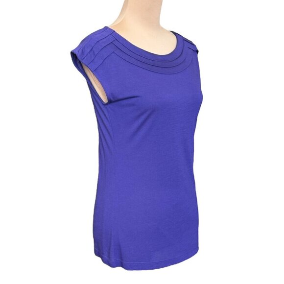 St. Emile Sleeveless Top Sz. 6 Purple Modal Cashmere Blend Ballet Neck Preppy - Picture 2 of 12